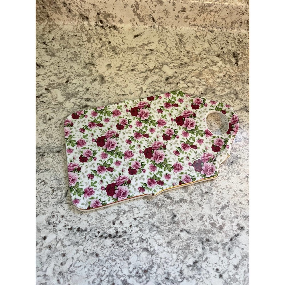 VTG Victorias Garden porcelain vanity tray
